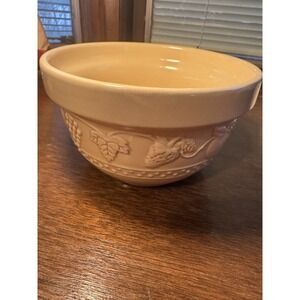 VTG Cream Stoneware Crock/Dough Bowl, Primitive, Pottery, Farmhouse, Fruit 7"